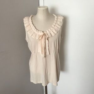 Isabella Rodriguez Cream Pleated Ruffle Top Large